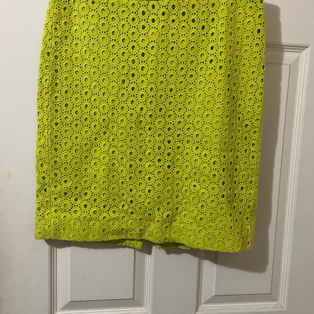 J. Crew Vibrant Yellow Eyelet Pencil Skirt